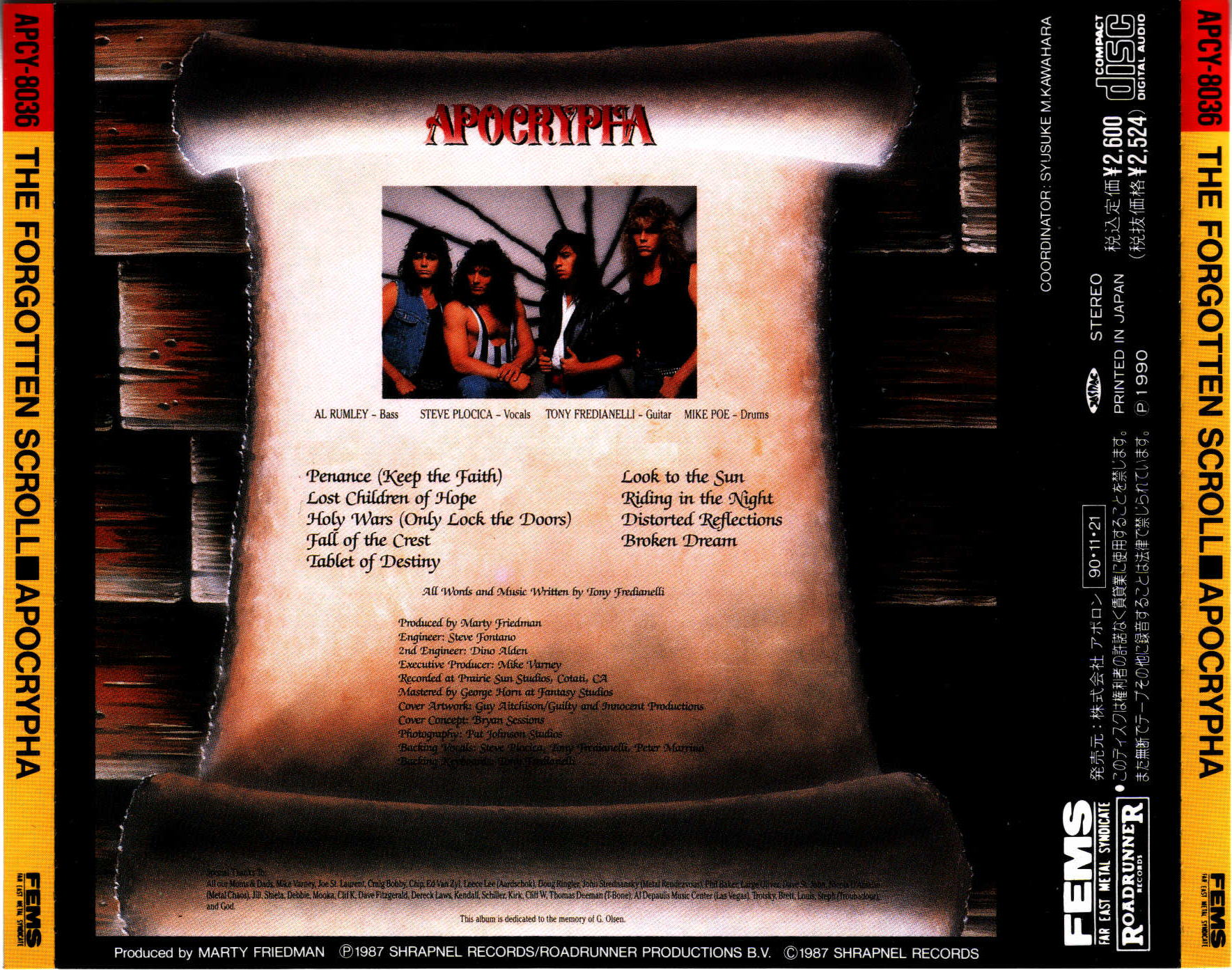 Apocrypha - The Forgotten Scroll (Orig.Japa Back)